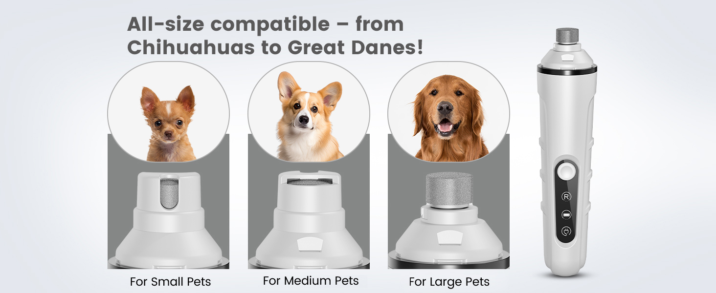 Триммер для стрижки кігтів та стрижка кігтів для собак 2 в 1, безшумний, акумуляторний, електричний, для великих, середніх та маленьких собак, білий