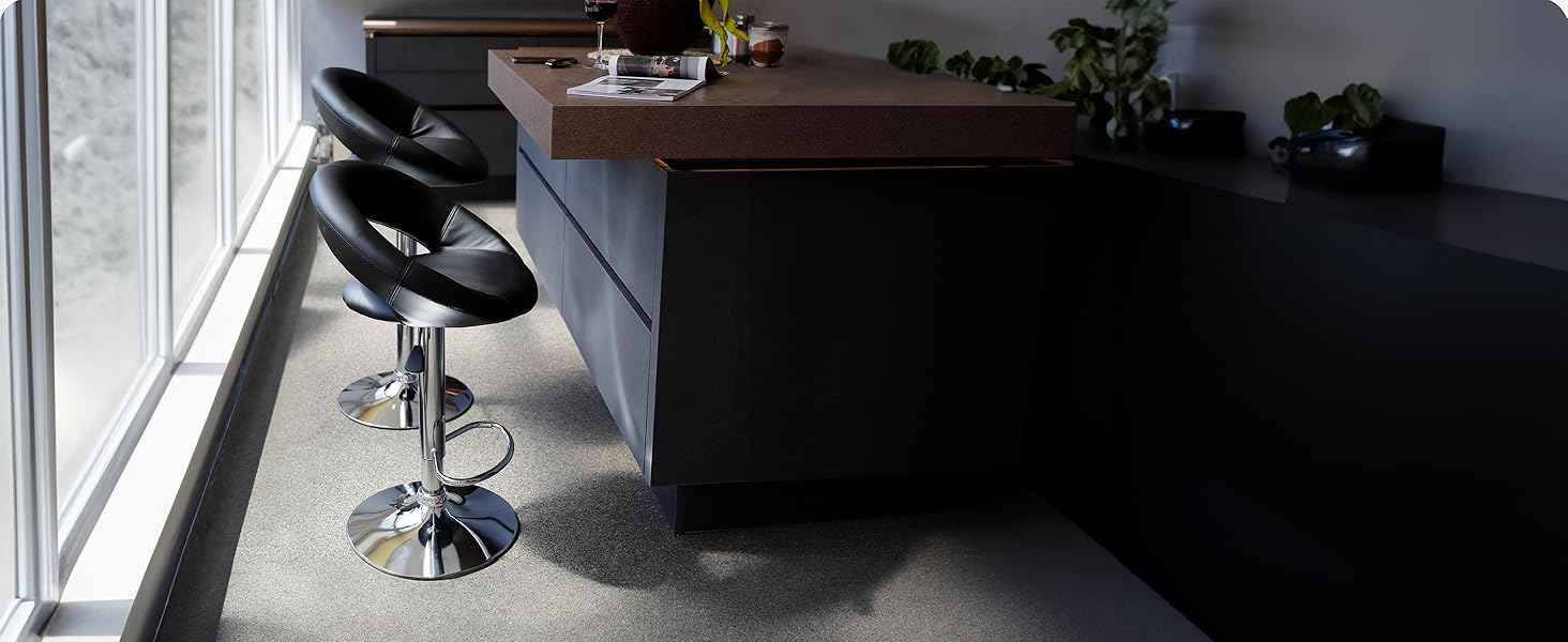 Dibea 2-Piece Swivel Bar Stools - Adjustable Height, 130kg Capacity, Black - Model 1 (Model 6)