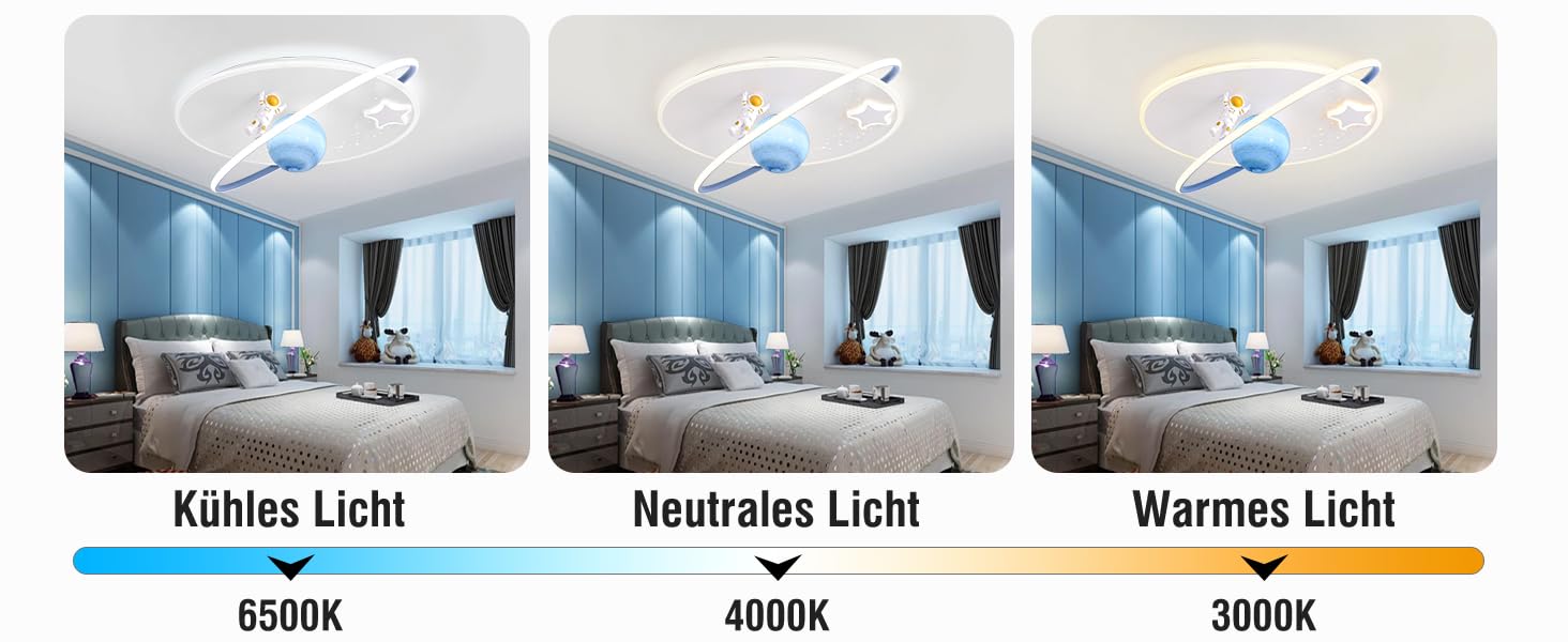Дитяча стельова LED-лампа RRBEST Місяць та астронавт, диммована з пультом, біло-синя, для хлопчиків і дівчаток, 50 см, сучасний дизайн, декор для дитячої кімнати