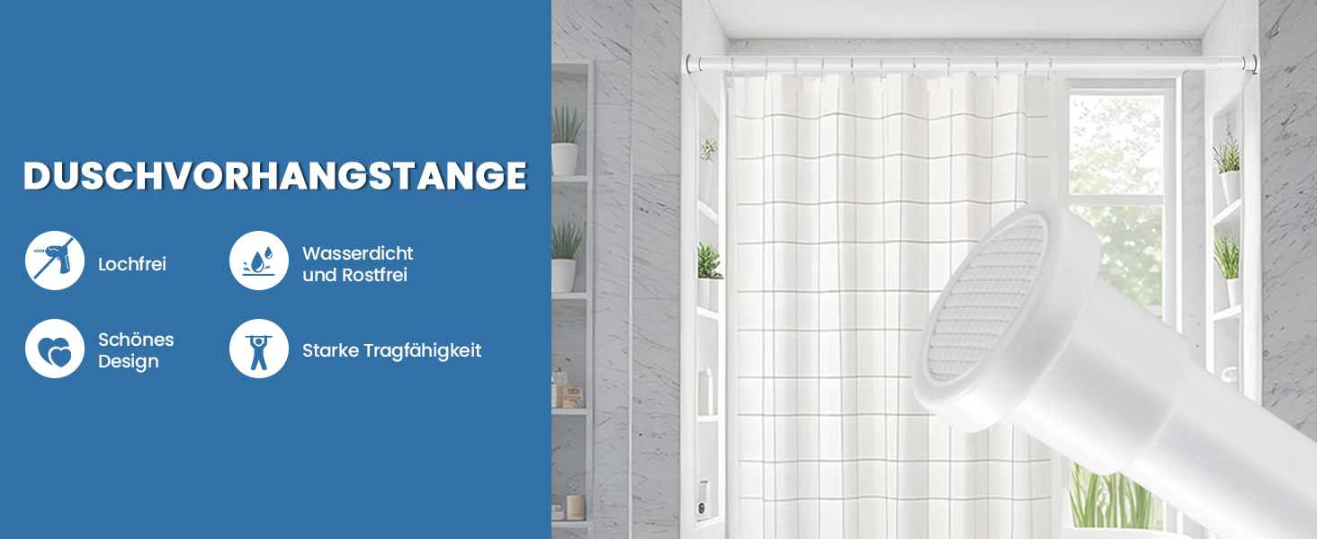 Штанга для душу без свердління 73-224 см, біла. Розсувна штанга для ванної кімнати, душу, вітальні.