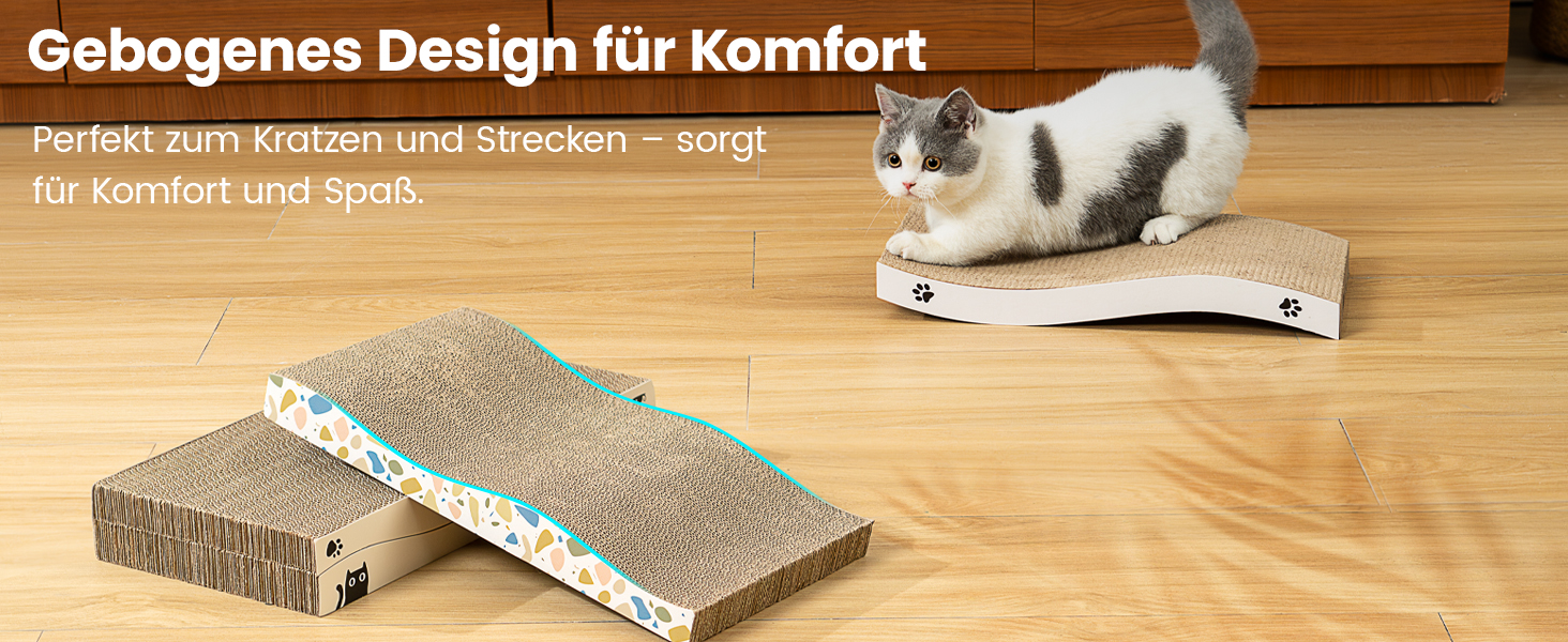 Кігтеточка для котів з коробкою та 4 змінними шарами з картону - велика кігтеточка з міцного гофрокартону, двосторонні шари для дряпання з наклейками DIY - місце для відпочинку котів у квартирі, захист меблів. Велика коробка для котів + 4 кігтеточки + наклейки