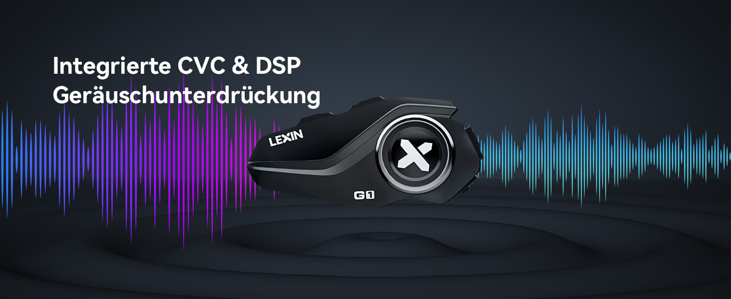 Bluetooth-гарнітура для мотошолома LEXIN G1, Bluetooth 5.0, HD динамік, шумозаглушення DSP/CVC, для музики, навігації та дзвінків, голосовий асистент, одиночна упаковка