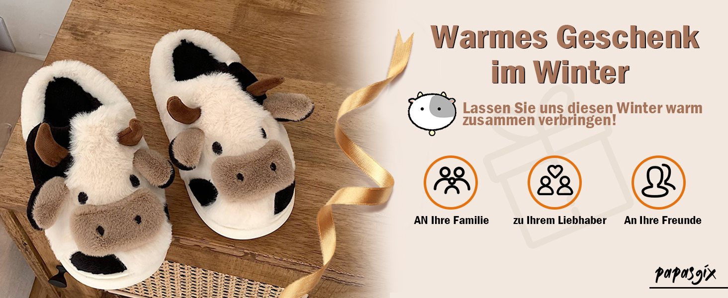 Тапочки-корови для дому: плюшеві, теплі, унісекс, 40/41 EU (колір: кава)