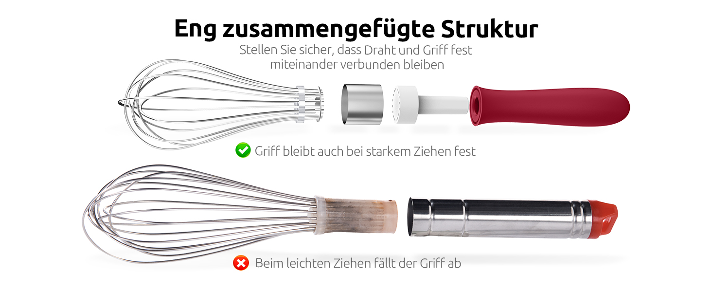 Міксер кухонний U-Taste, 30 см, нержавіюча сталь 18/10, 12 гнучких дротів, силіконовий руків'я
