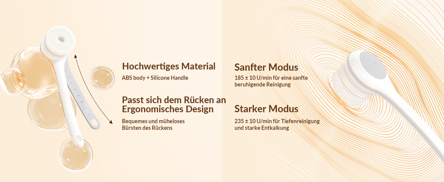 Електрична щітка для спини, м'яка ексфоліація, довгоручна душова щітка, допомога у нанесенні крему для жінок, чоловіків, людей похилого віку, глибоке очищення для всіх типів шкіри, гарна піна - Рожева (Перламутровий)