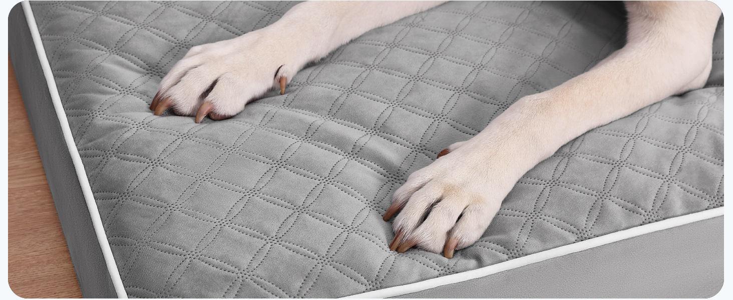 Ортопедичне ліжко для собак KSIIA, великі породи, 104x68x8 см, сіре, знімний наматрац, легко миється