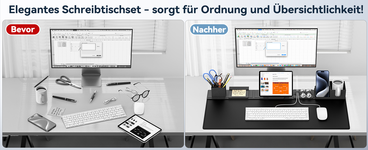 Килимок на стіл KDD 6-в-1 XXL для роботи та ігор, з органайзером, 80x35.5 см, чорний