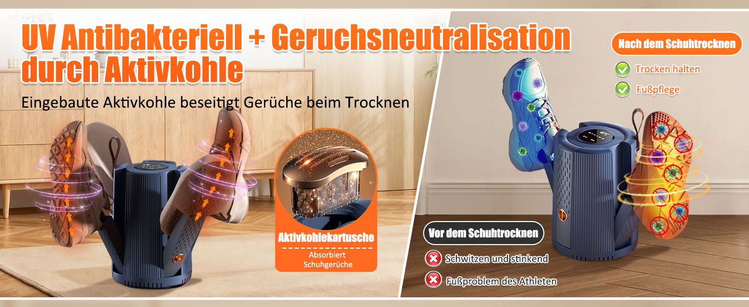 Електричний сушильник для взуття та рукавичок, телескопічний, з таймером, блакитний