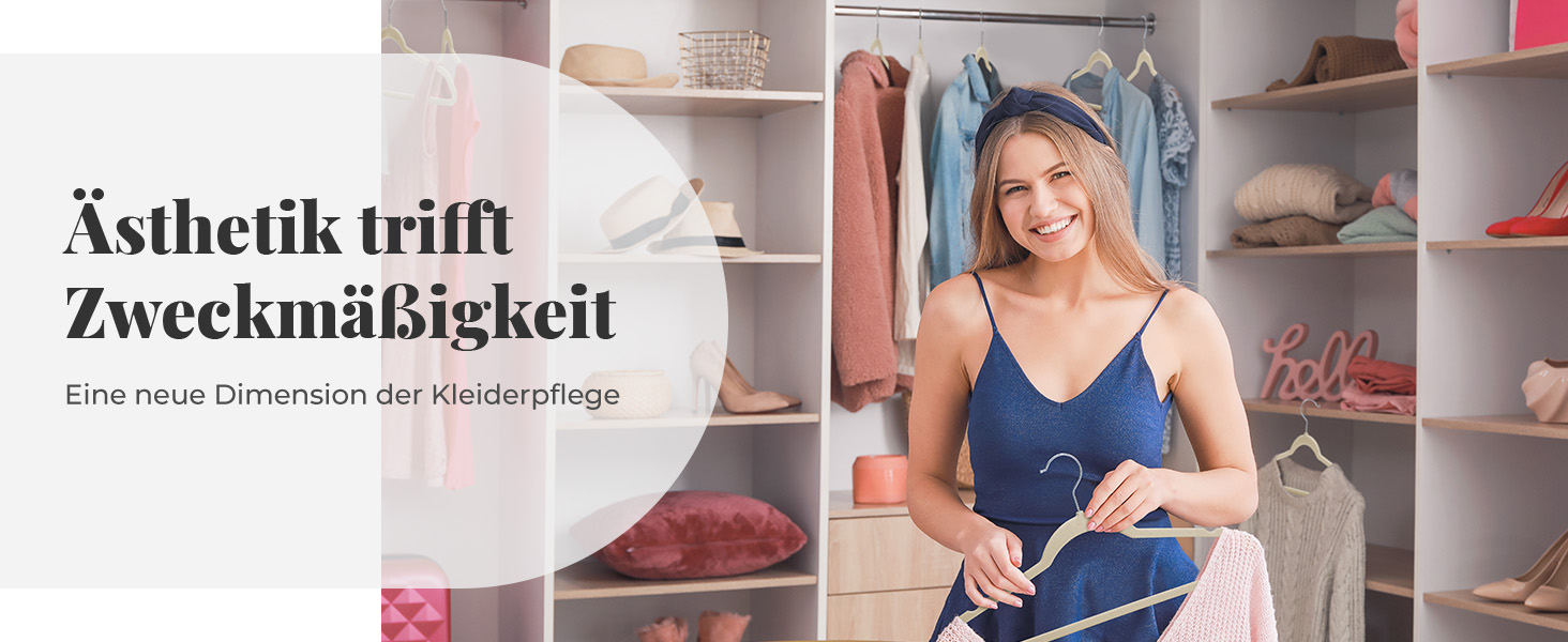 Плечики для одягу з велюру, 20 шт. - Плечики для економії місця, нековзні, міцні, 360° обертання - для сорочок, костюмів, светрів, штанів