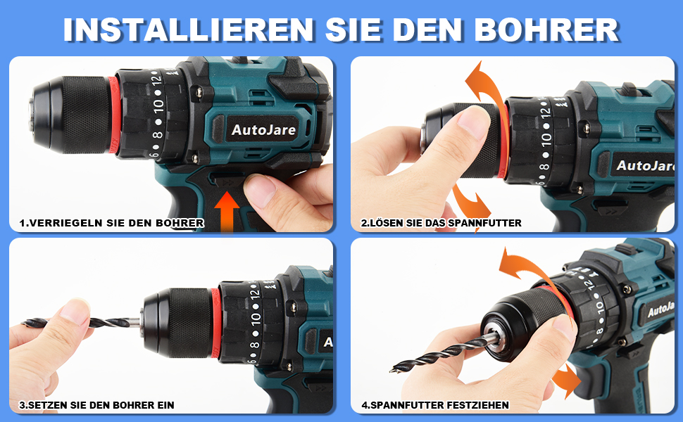 Акумуляторний ударний дриль-шуруповерт сумісний з Makita 18V, 13 мм, безщітковий, 35+3 ступені крутного моменту, 90 Н.м, 2 регульовані ступені, акумуляторний шуруповерт з 3 аксесуарами (без акумулятора) (10 мм для Bosch 18V)