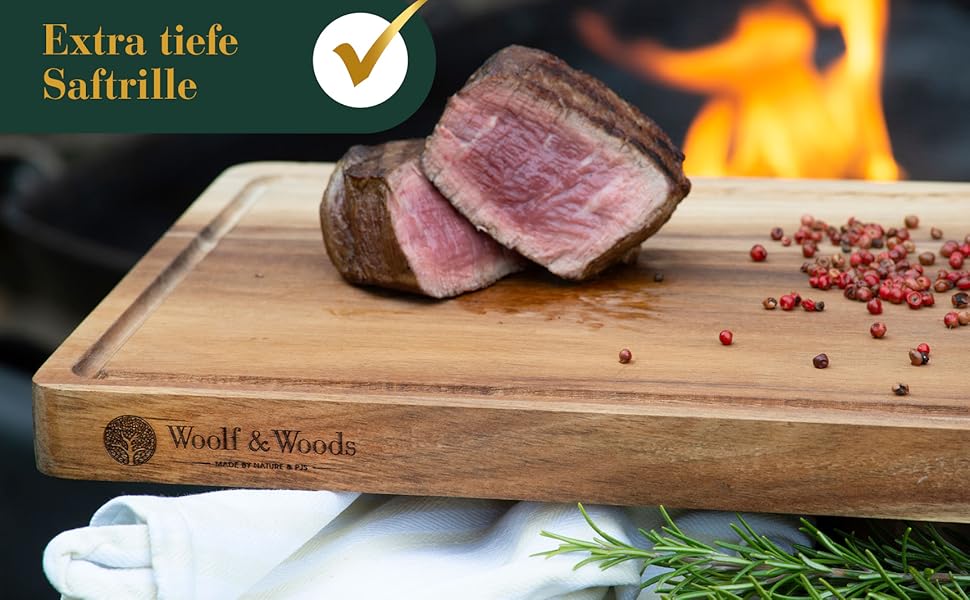 Дерев'яний обробний дошка Woolf & Woods з акціїї, великий, 35x25x3 см | Обробна дошка та сервірувальна таця | Екологічний, не оброблений