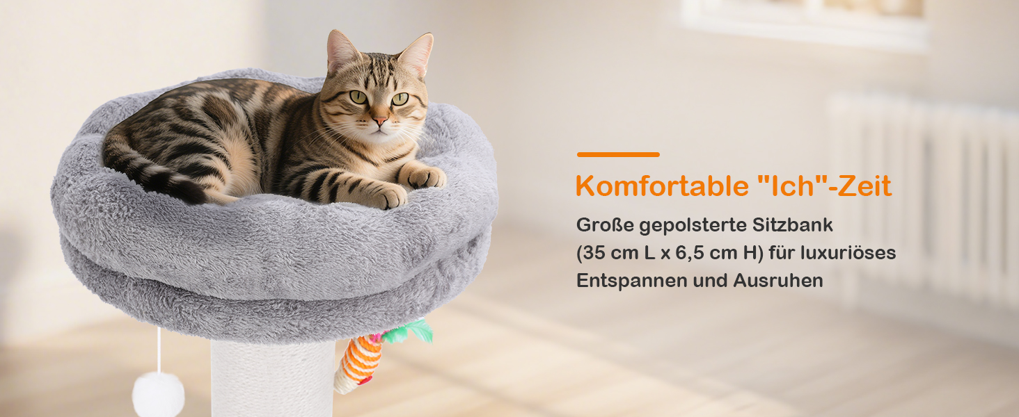 Дряпка для котів Trhillsbrad 81 см з м'ячиком та іграшками, з сизалю, для котів та дорослих котів