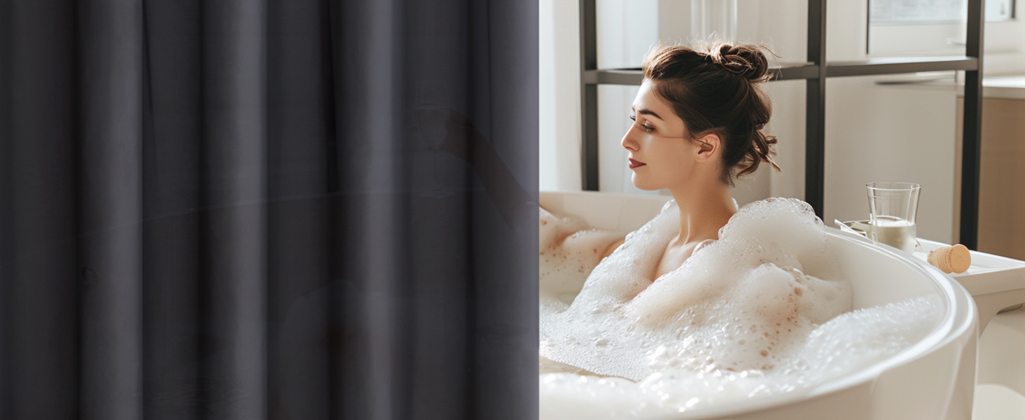 Шторка для душу MIULEE 180x200 см, зелена, водонепроникна, антигрибкова, текстильна, для ванни та душу, з 12 кільцями