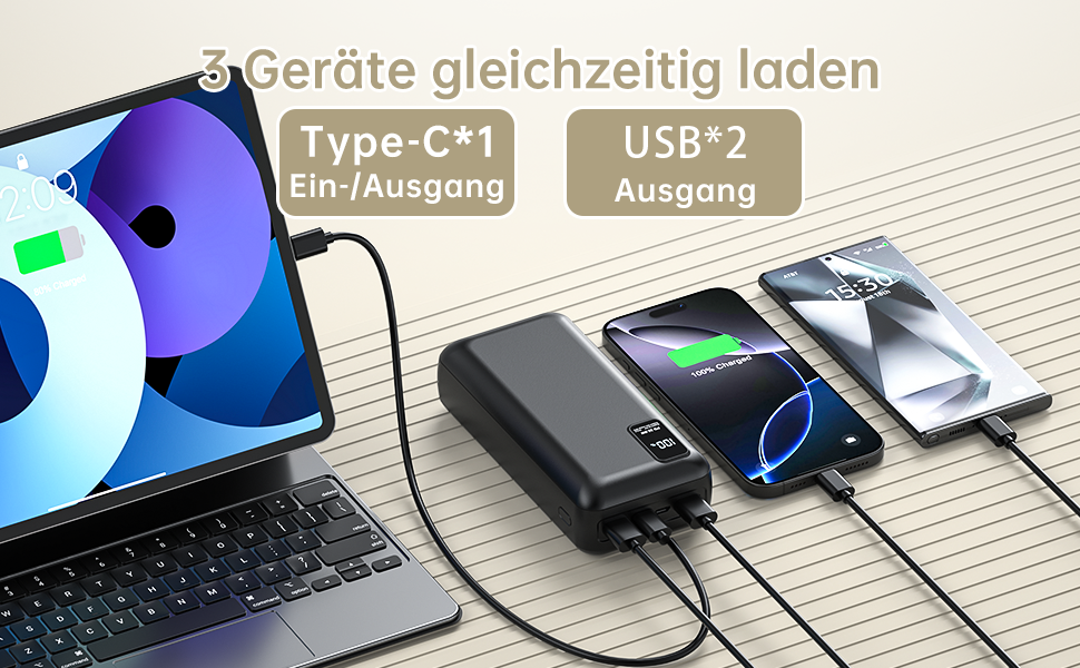 Портативний акумулятор великої ємності 50000mAh з PD22.5W, три виходи, два входи, LED-індикатор, сумісний з iPhone/Android, DCD-516