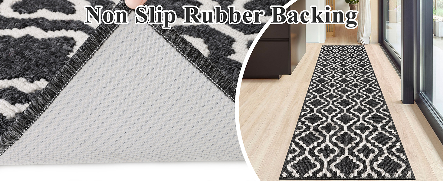 Придверний килимок SHACOS протибрудовий, протиковзкий, 60x240 см, чорний — для входу, коридору, тераси та саду, можна прати