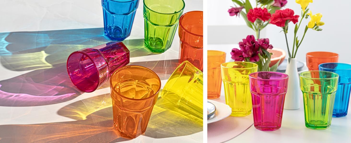Бокали для коктейлів XXL Caipirinha Highball 630 мл, набір 6 шт. Alva – скляні стакани для лонг дринків, соку, кави, без свинцю, для мийки посуду, ефект акварелі