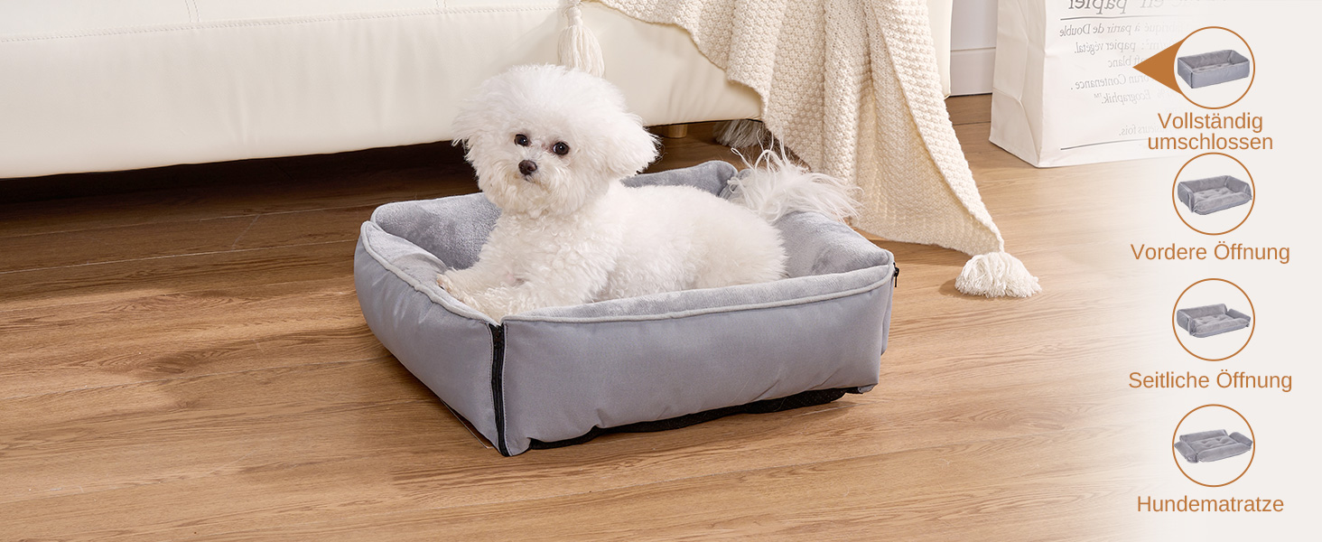 Лежанка для собак Dogat, 76x63 см, сіра, з фетру, з блискавкою, для собак малого, середнього та великого розміру