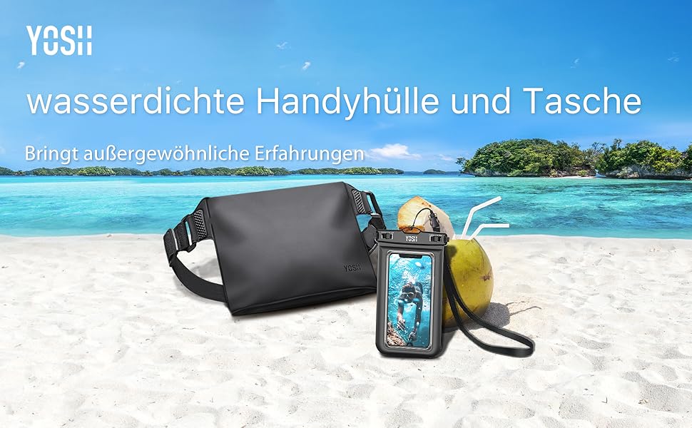 Водонепроникна поясна сумка YOSH з регульованим ремінцем, 2 шт. Сумка-drybag, водонепроникна, для активного відпочинку, водного спорту, плавання, катання на човні (прозора)