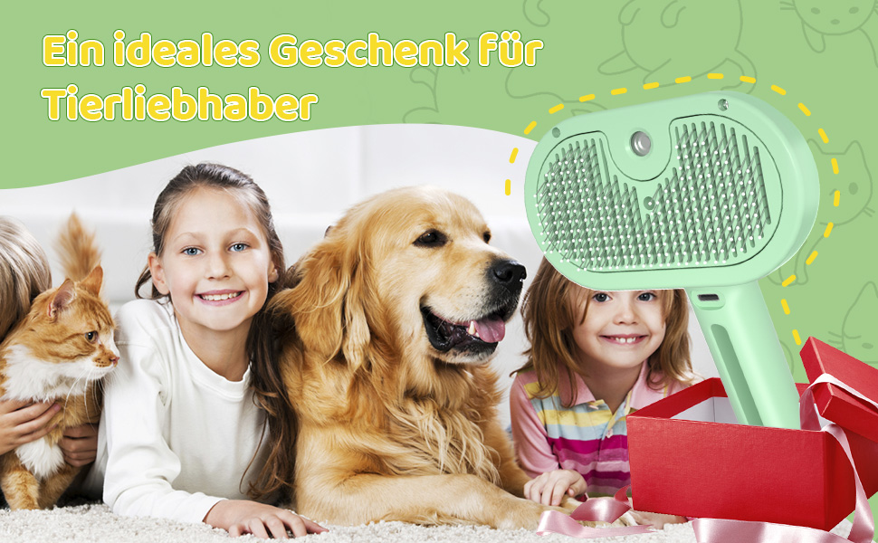 Щітка для котів і собак з парою, щітка для видалення шерсті, гребінець для котів з довгим хутром, білий (зелений)