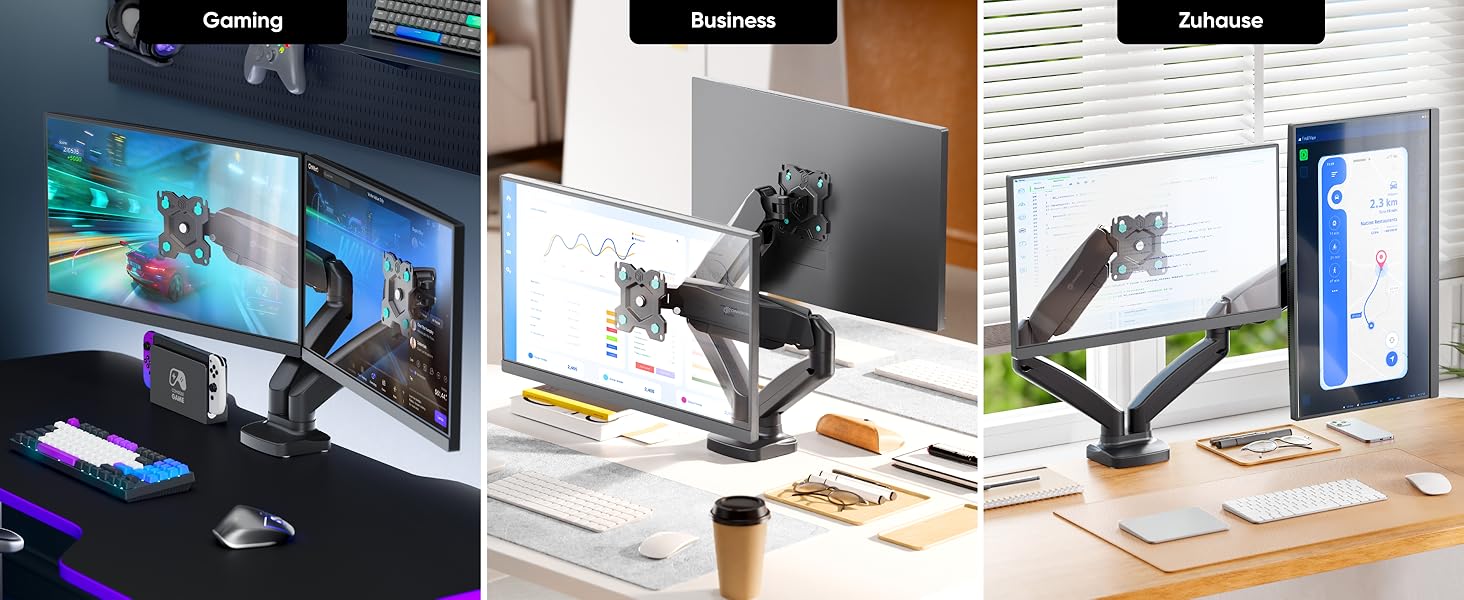 Кріплення для монітора ONKRON G160-W (білий) – 2 монітори, 13-32 дюйми, до 8 кг, VESA 75x75-100x100