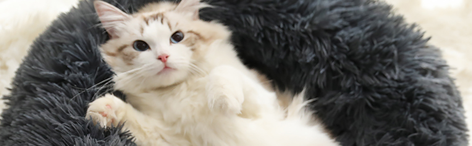 М'яке ліжко для собак, кругле килимок для котів, плюшеве ліжко для собак, килимок для котів, миється, плюш, зручне ліжко, подушка, ліжко-бублик для собак, кошик для собак, середніх та великих собак - сірий (50-120см), розмір 50 x 50 x 20 см, темно-сірий