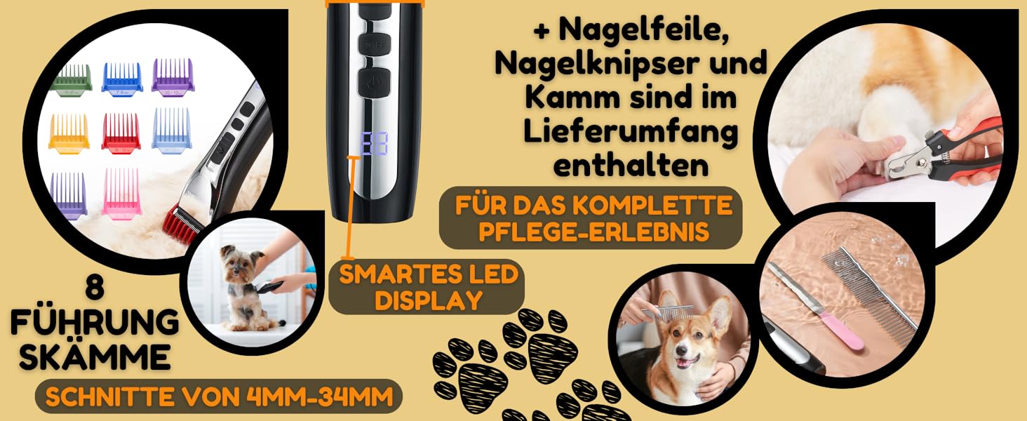Професійний собачий триммер BarberBoss QR-9086 для густого волосся: набір для грумінгу собак та котів, бездротовий, тихий