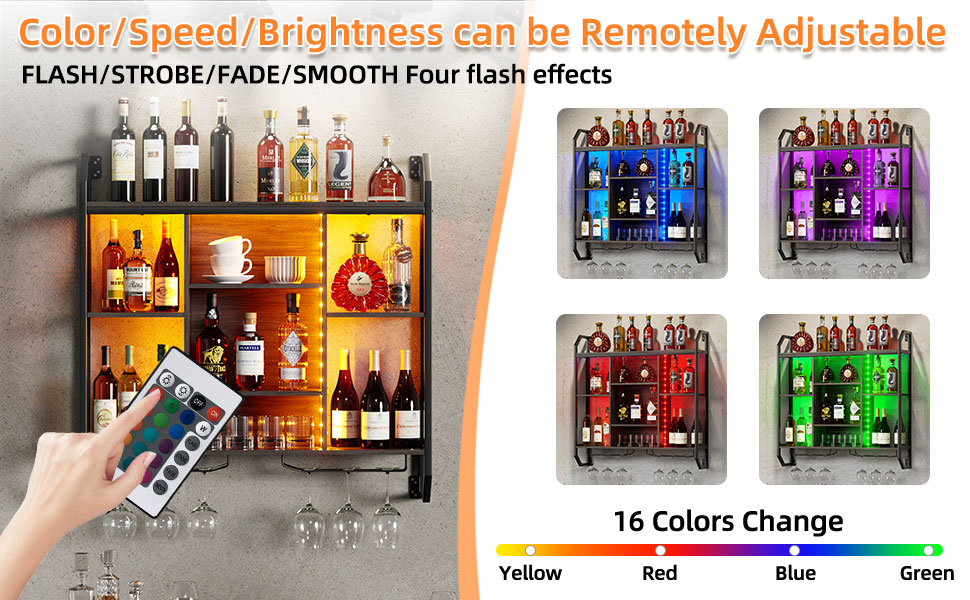 Настінна вітрина для вина з LED-підсвіткою 90x90 см з металу та MDF. Полиці для вин з тримачами для келихів. Регульована полиця для бару, винного підвалу, кухні.