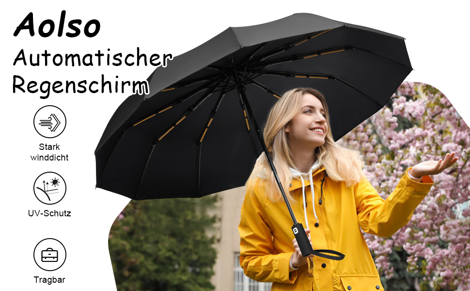 Вітростійкий автоматичний парасолька для подорожей, 12 ребер, для чоловіків та жінок (Бежевий)