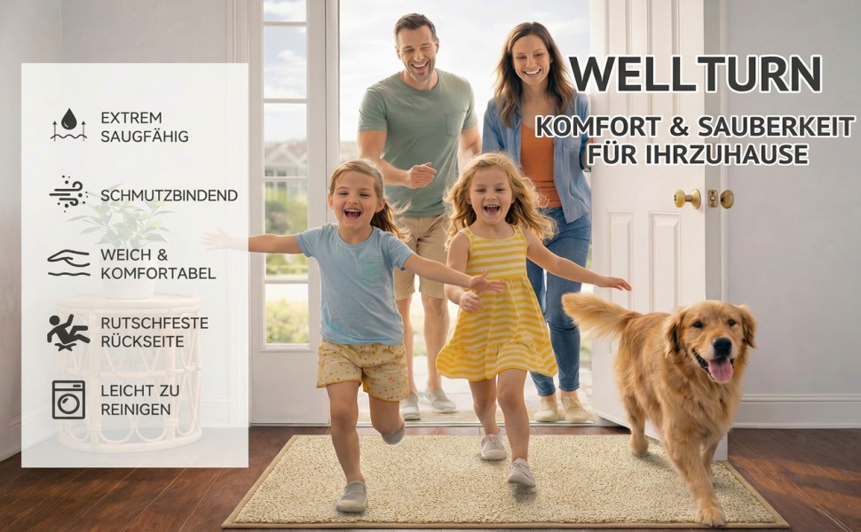 Килимок вхідний 50x80 см протибрудний для дому, антиковзаючий килим з мікрофібри з гумовою основою для передпокою, кухні та ванної, бежевий