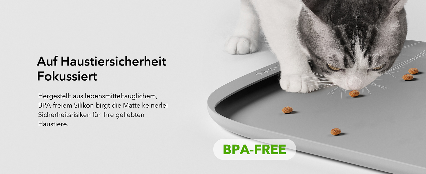 Підкладка під миску для собак та котів PETLIBRO, силіконова, нековзна, 55 x 40 см, сіра, середнього розміру