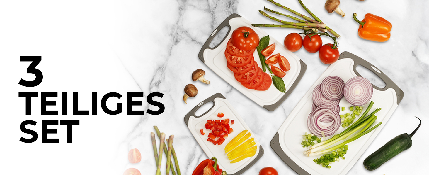 Набір з 3 дерев'яних обробних дощок Zulay Kitchen, пластик, з жолобками для соку, стійкі до ковзання, для кухні