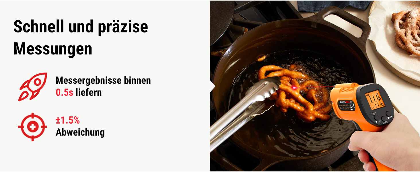 Інфрачервоний термометр ThermoPro TP30 -50°C ~ 550°C, вимірювання температури, лазерний, MAX/MIN/AVG, для клімату, авто, підлоги, °C/°F