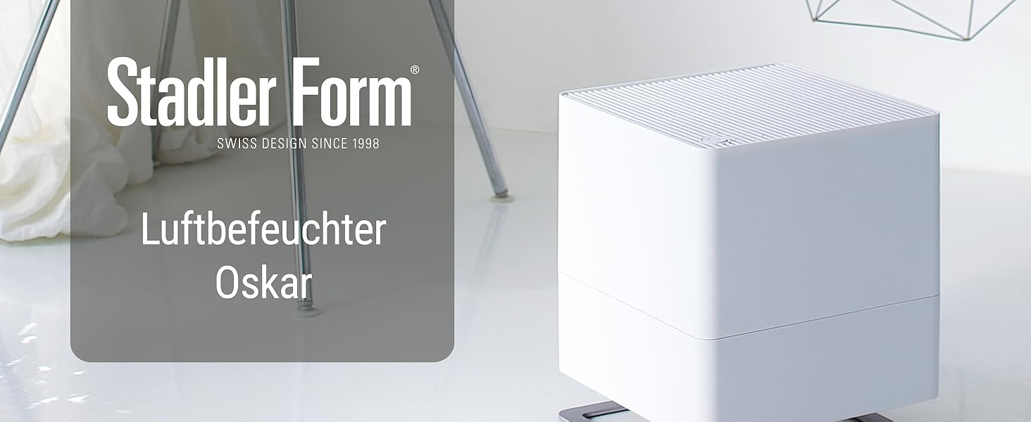 Зволожувач повітря Stadler Form Oskar, енергозберігаючий для кімнат до 50 м², з автовимкненням та нічним режимом, димування LED, дуже тихий, білий