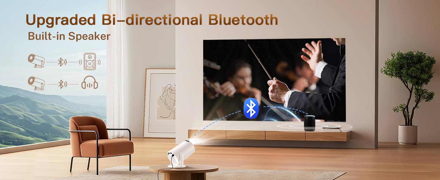 Портативний проєктор LYNCAST з Wi-Fi, Bluetooth та Android 11, 1080P/4K, поворотний на 180°, для дому та на відкритому повітрі (OptiBarrel 005 White)