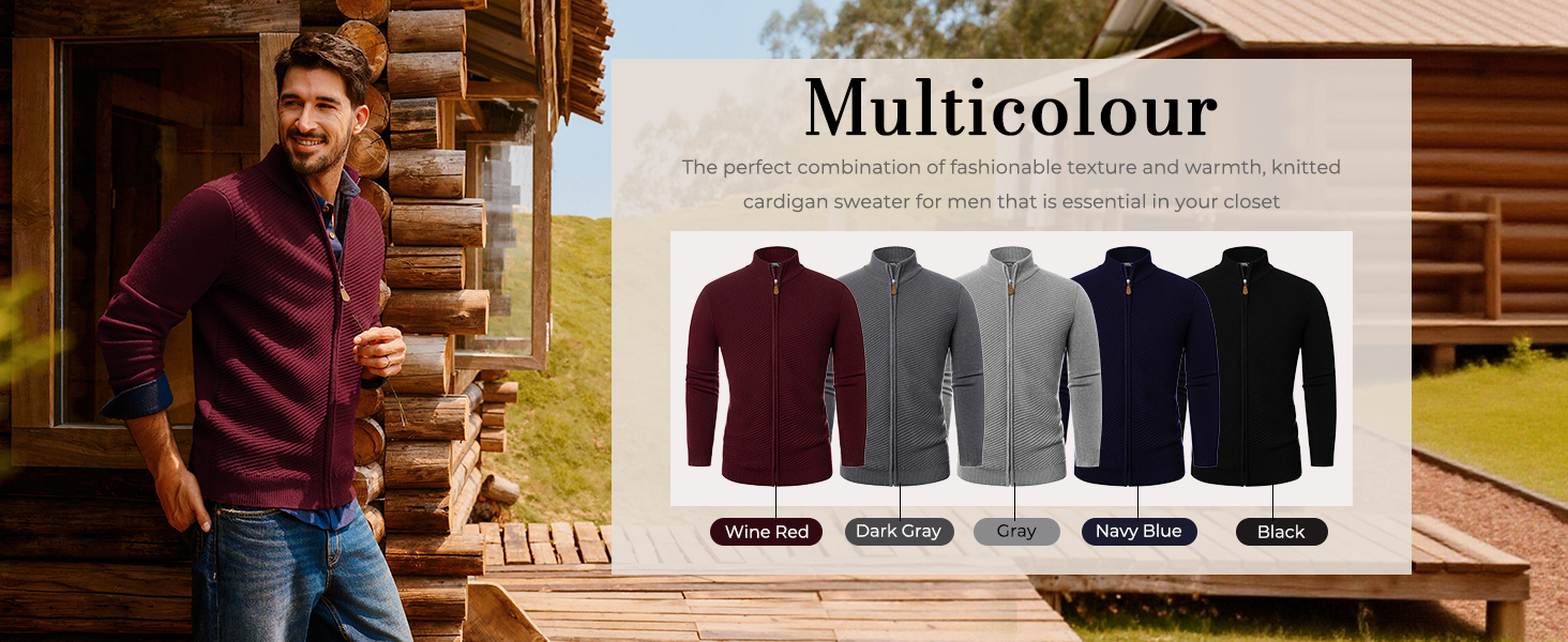 Кардиган чоловічий PJ PAUL JONES з блискавкою та стійким коміром, великий в'язання (M, антрацитний сірий)