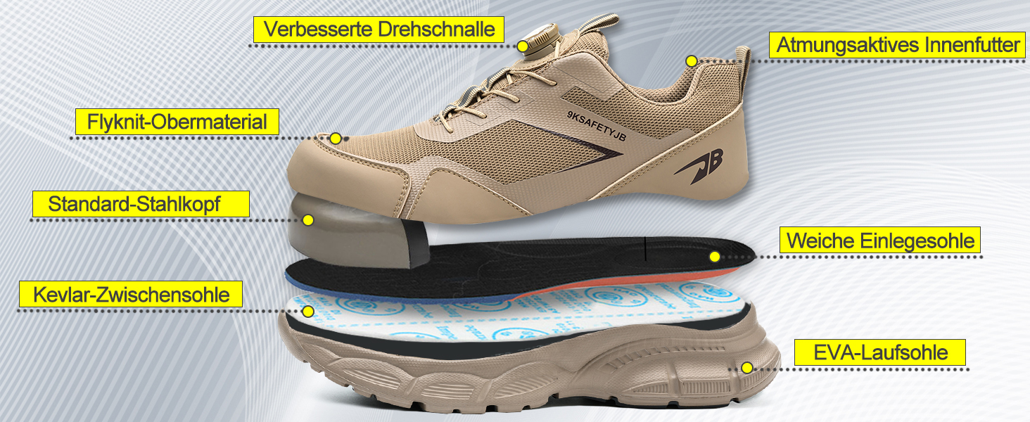 Робочі черевики для чоловіків та жінок. Легкі, дихаючі, з металевим підноском. Чоловічі та жіночі робочі черевики для промисловості, 44 EU, хакі