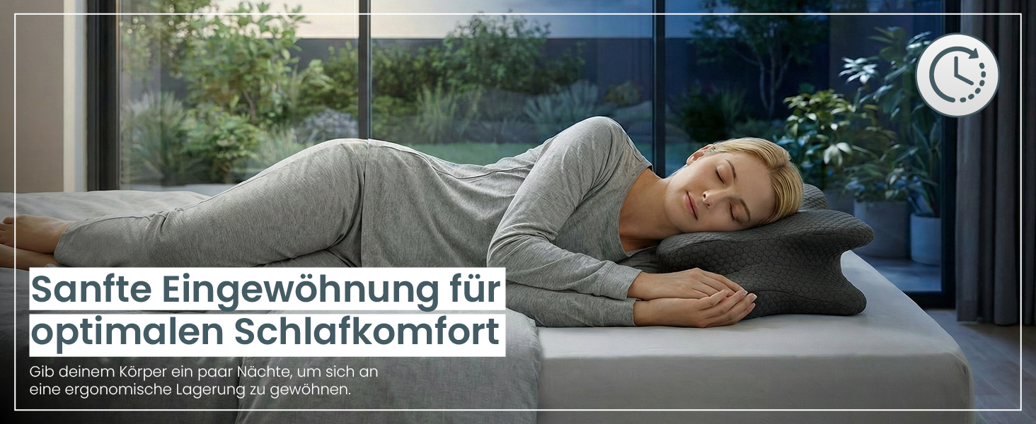 Ортопедична подушка для шиї Gentle North з ефектом пам'яті (Memory Foam), універсальна для будь-якої пози сну, зі знімним чохлом з бамбука, сіра