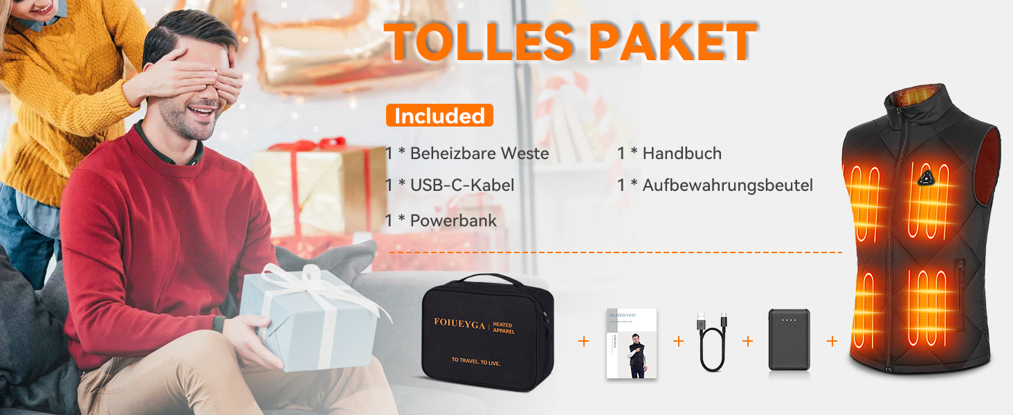 Електрична гріюча жилетка для чоловіків та жінок з Power Bank, 8 зон нагріву, 3 температурні режими, чорний, XXL