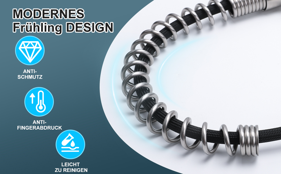 Кухонний змішувач SREWOHS PRO з висувним виливом, поворотний на 360°, 4 функції, з ABS-насадкою для кухонної мийки, проста установка