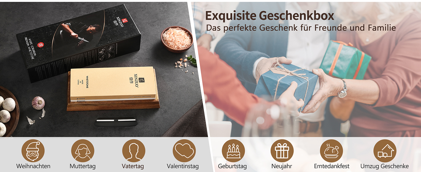 Набір для заточування ножів XINZUO: алмазний плоскою точило 2-в-1 з дерев'яною підставкою, зернистість 1000/5000