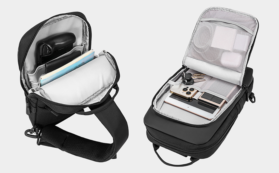 Чоловіча та жіноча сумка через плече Soulgo EDC, компактна, водонепроникна, для планшету 11 дюймів (iPad), чорна