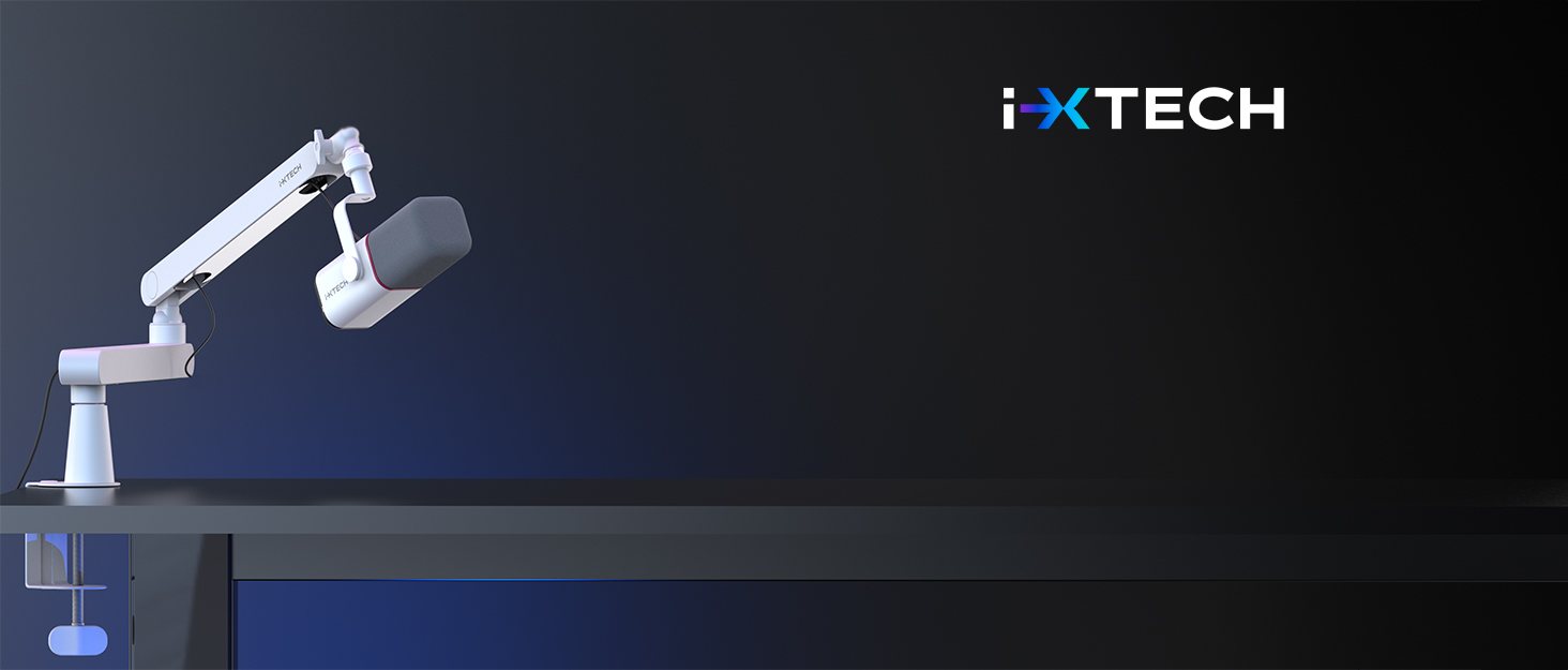 IXTECH Тримач для мікрофона – регульована підставка 360° з нержавіючої сталі для радіостудій, подкастів, геймінгу