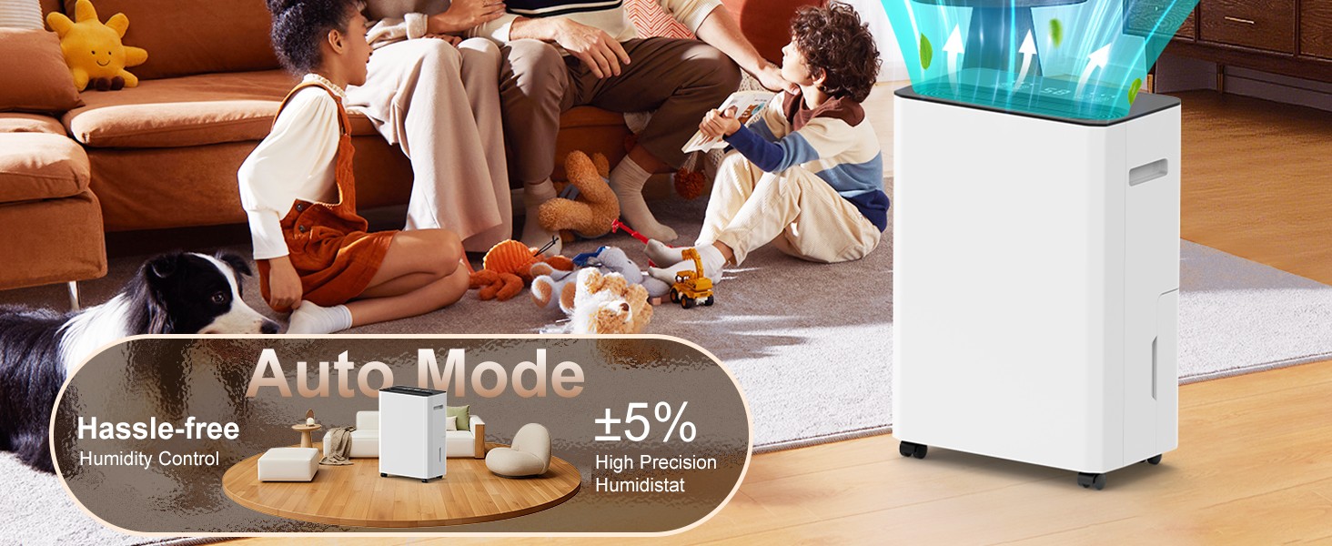 Електричний осушувач повітря з автоматичною та безперервною подачею води (шланг у комплекті), для спалень та підвалів, LED-дисплей, тихий з таймером (12л/день)