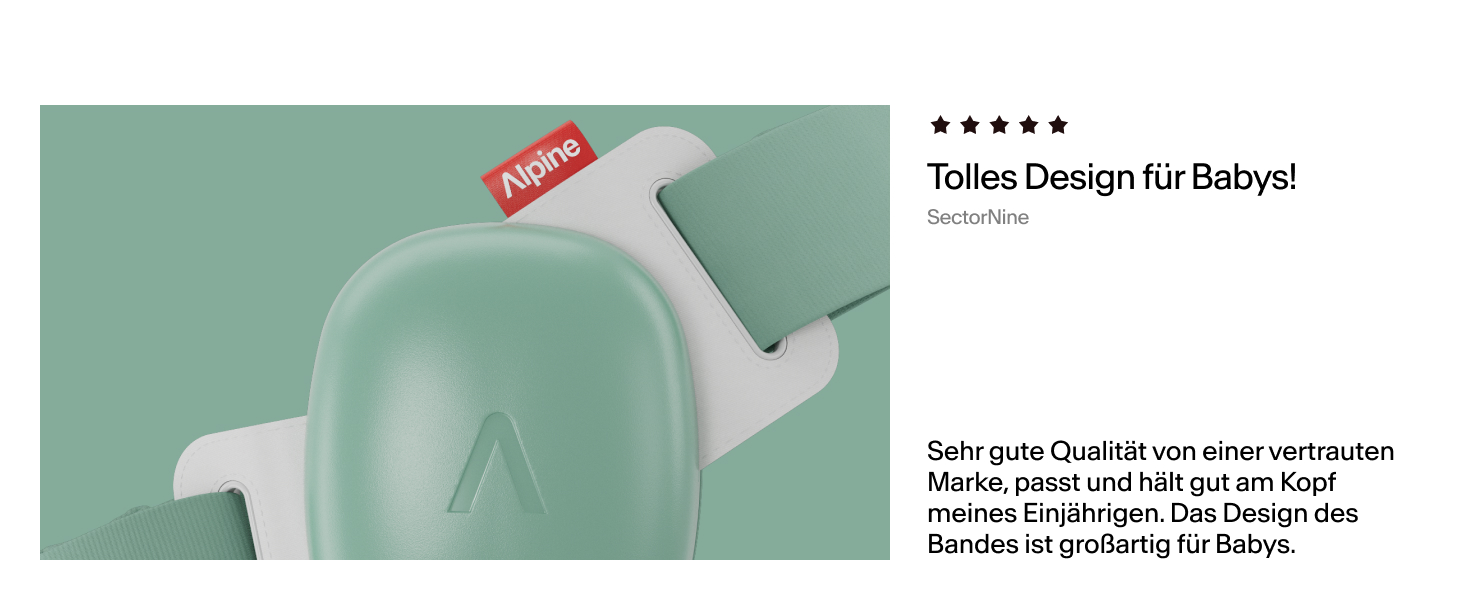 Навушники Alpine Muffy Baby Klassik для захисту слуху малюків, чорного кольору, регульоване антиковзне обруч до 36 місяців, безпечно протестовано в Німеччині, запобігають пошкодженню слуху, комфортне зелене обруч