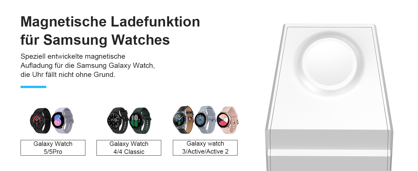 Бездротова зарядка Induktive для Samsung Galaxy Watch, Buds та смартфонів серії S (S25, S24, S23, S22, S21, Note 20) – 3 в 1, білий колір