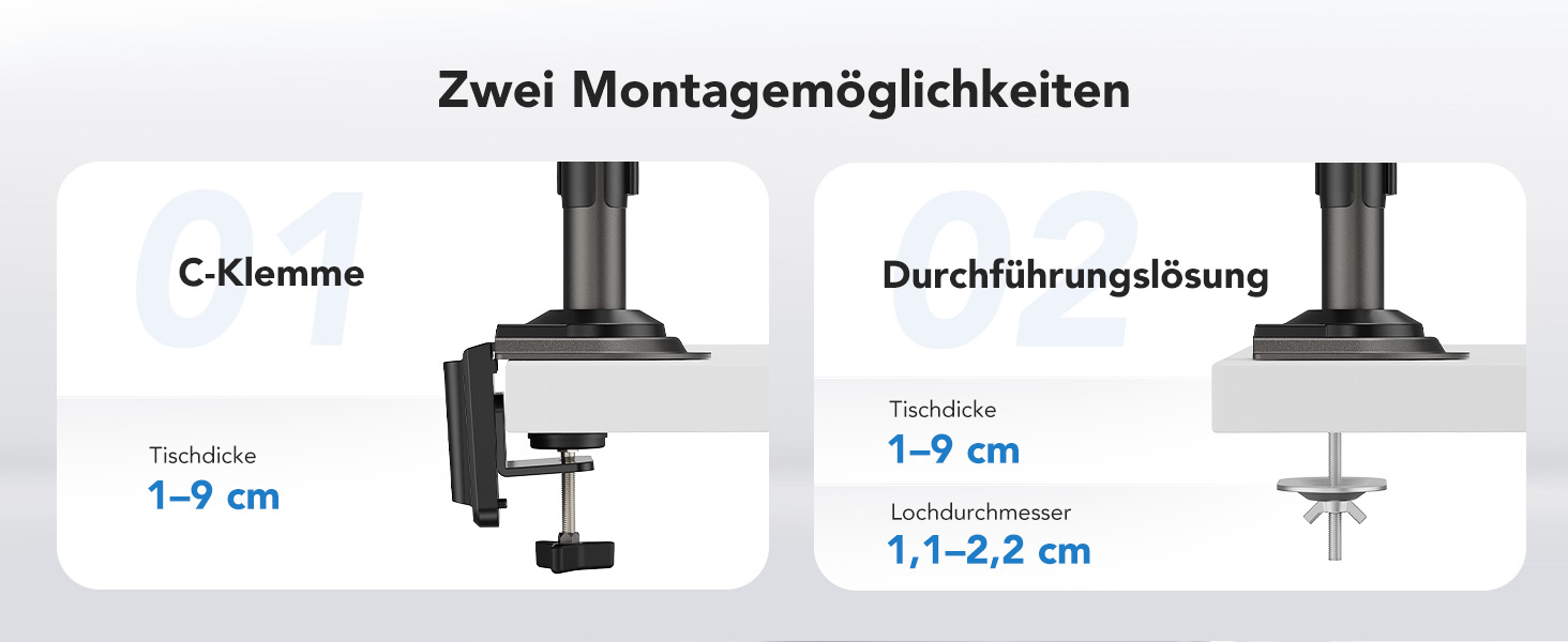 Кріплення для монітора HUANUO 13-32 дюймів, гнучкий кронштейн для LCD/LED екрану, газ-амортизатор, поворот 360°, VESA 75/100, вантажопідйомність 2-9 кг