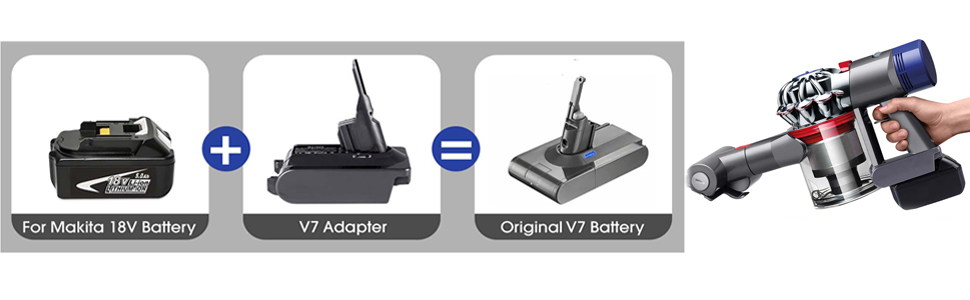Адаптер для пилососів Dyson V7 V8 від Makita 18V Li-Ion акумулятора. Конвертер для Dyson V7 V8 Animal, Fluffy, Motorhead. (MT18V7/V8)
