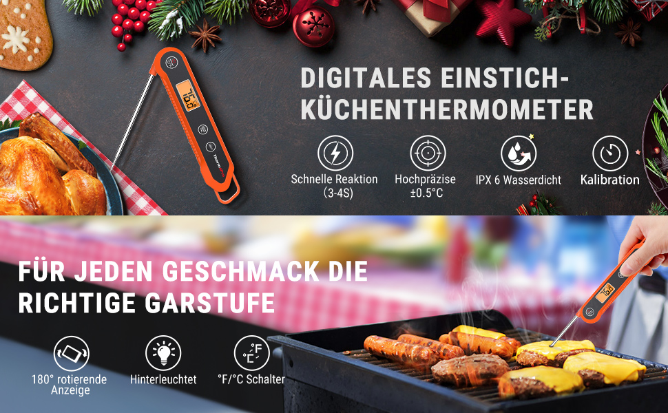 Термометр для м'яса ThermoPro TP03H IPX6: точний, водонепроникний, для гриля та приготування їжі