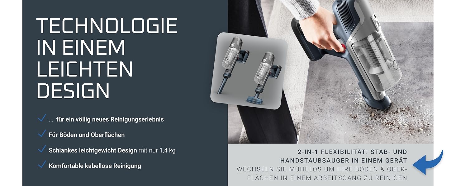 Бездротовий пилосос Rowenta X-Pert 6.60: акумуляторний, 100W, 45 хв роботи, без мішка, LED-насадка, легкий, 0,55 л, насадка для щілин, кріплення, чорний, RH6831EO (сірий/срібний)