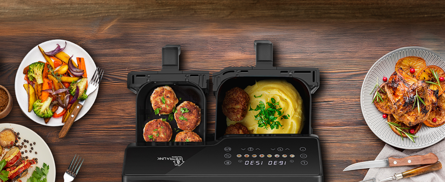 Фритюрниця Extralink 1400W Airfryer 4.2L з 10 функціями, LED-дисплеєм та економним споживанням енергії